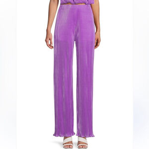 HYFVE Lilac Pleated Pants elastic waist pull on pants lettuce hem size large